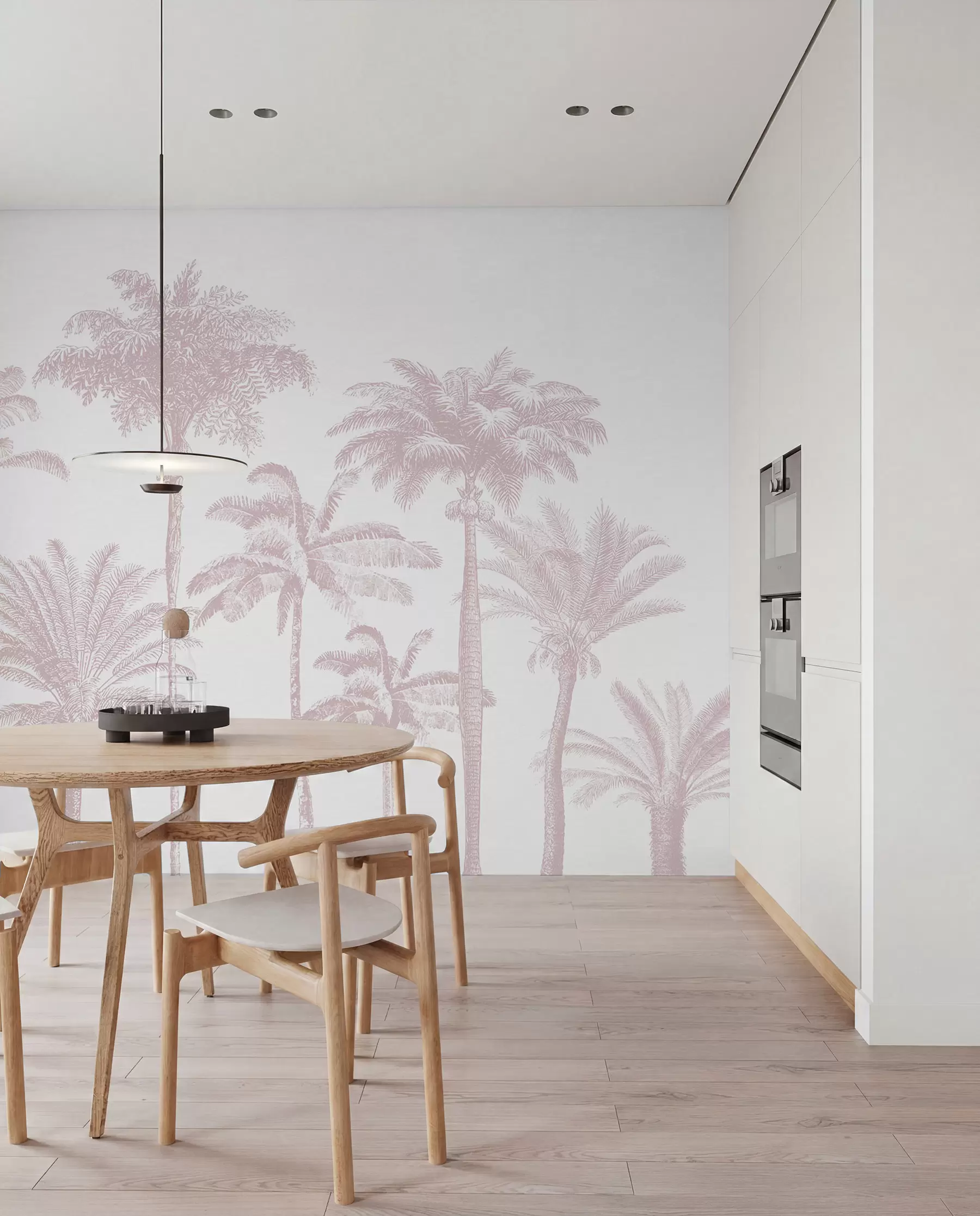 murales de pared Palmeral en rosa w08111v1