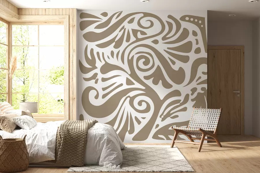 murales de pared papel pintado de arte abstracto de arena con grandes motivos florales en estilo boho w08139