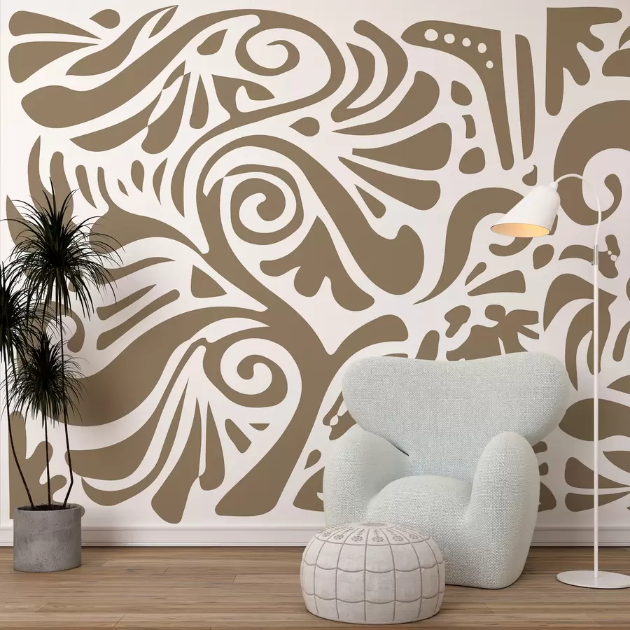 murales de pared papel pintado de arte abstracto de arena con grandes motivos florales en estilo boho w08139