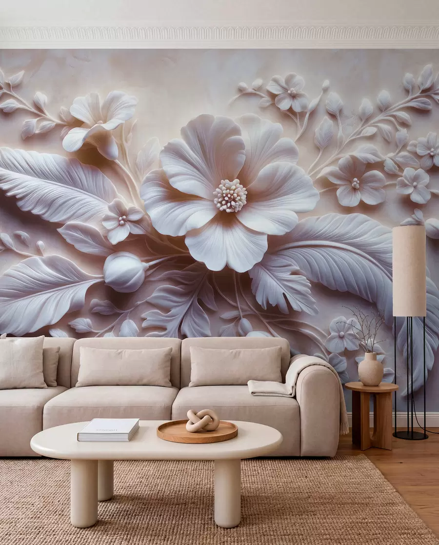 murales de pared Pétalos esculpidos en lila w01340v1