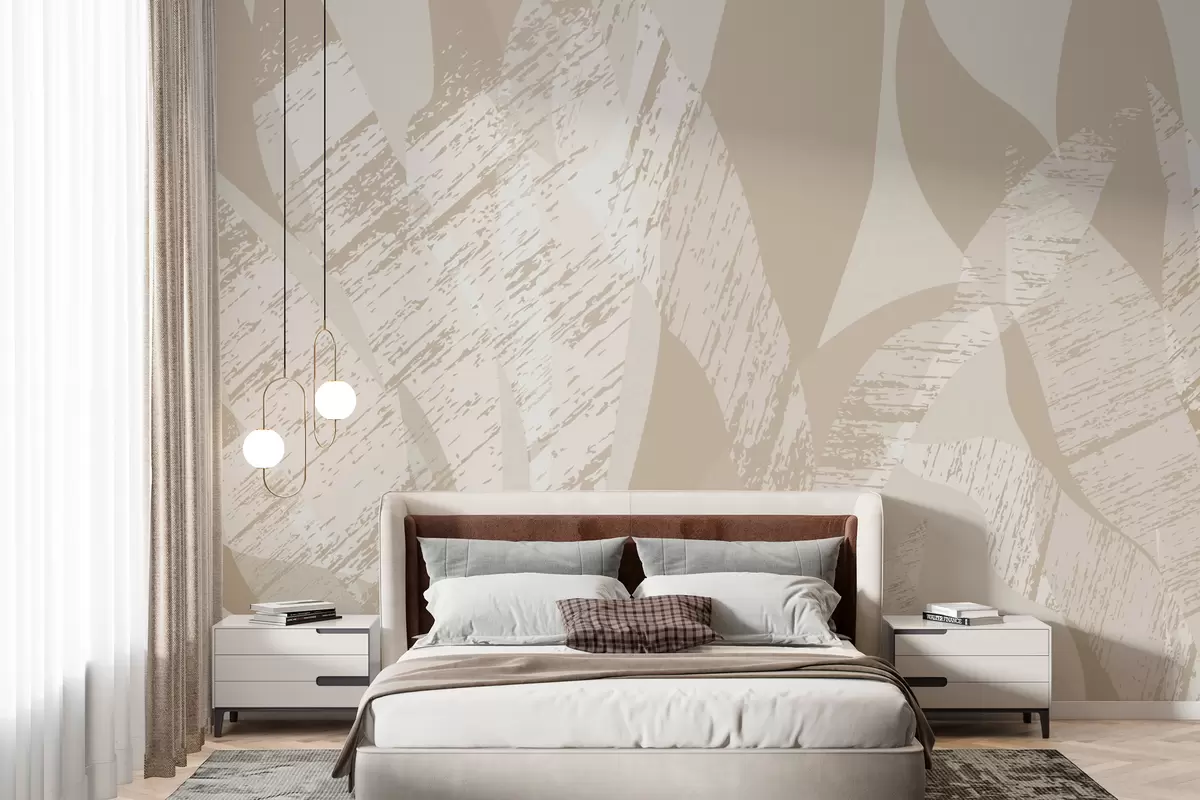 murales de pared Hojas grunge en color beige w08178v1