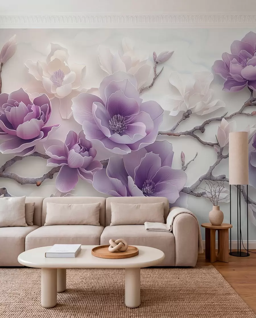murales de pared Magnolia en lila w01359