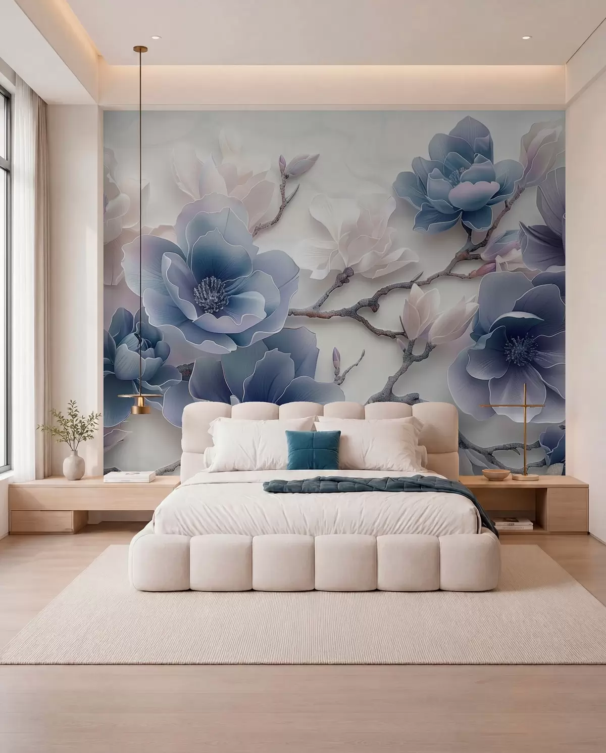 murales de pared Magnolia en azul w01359v1