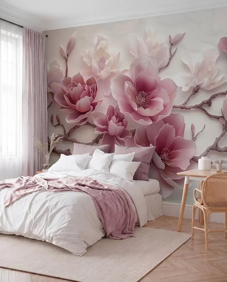murales de pared Magnolia en rosa w01359v2