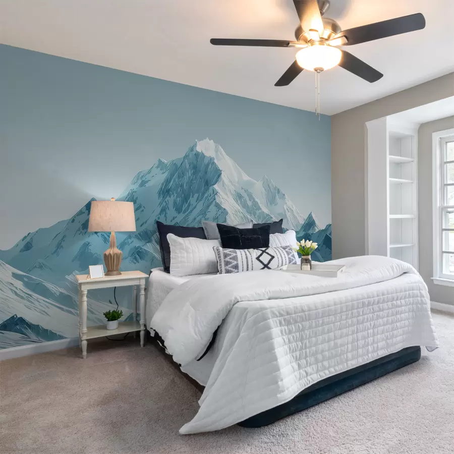 murales de pared Montañas azules nevadas w01391