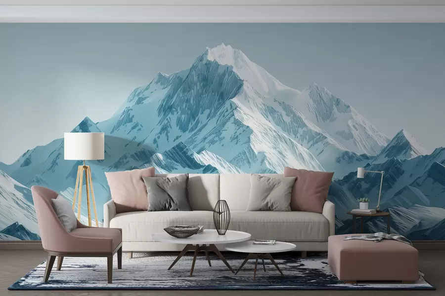murales de pared Montañas azules nevadas w01391