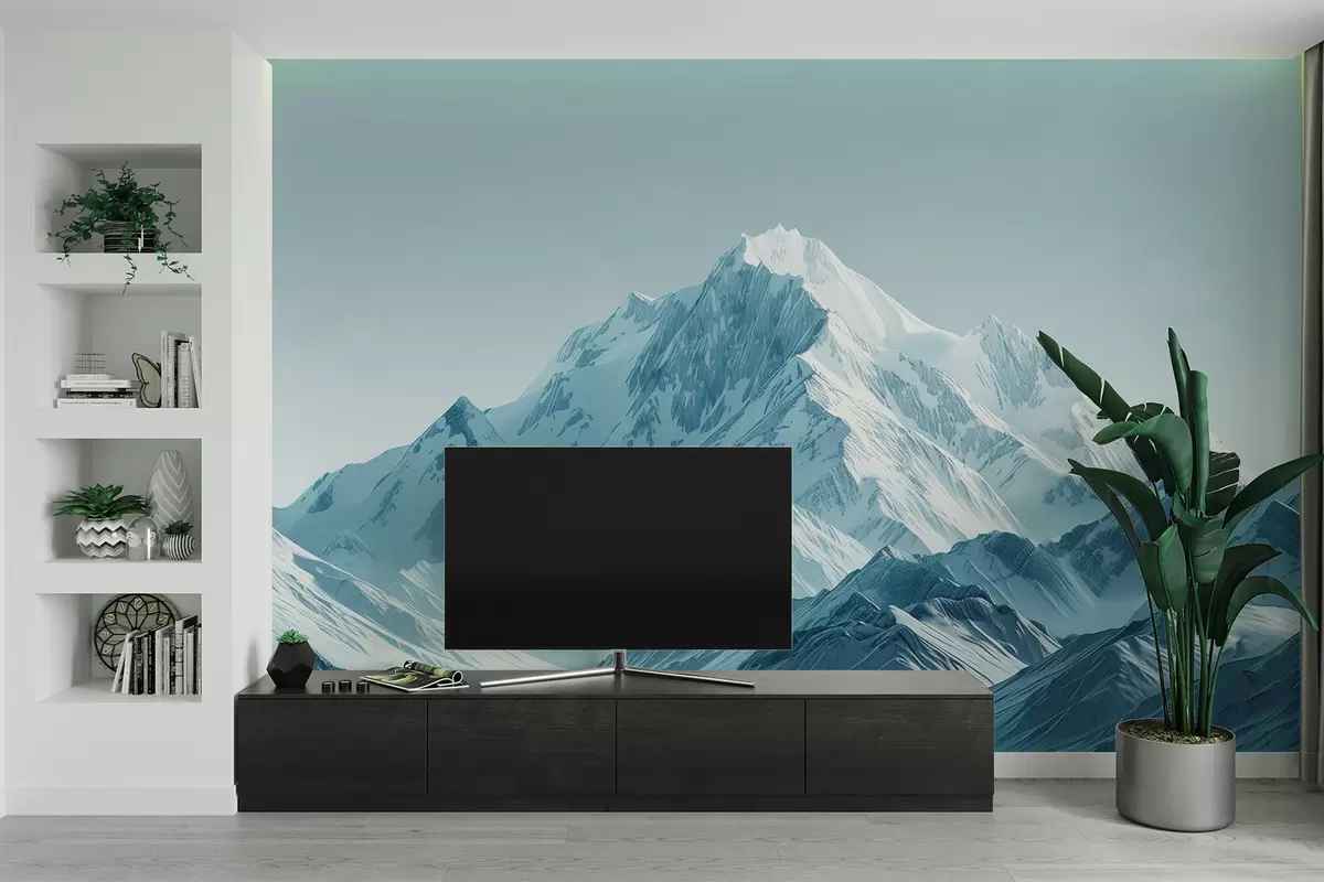 murales de pared Montañas azules nevadas w01391