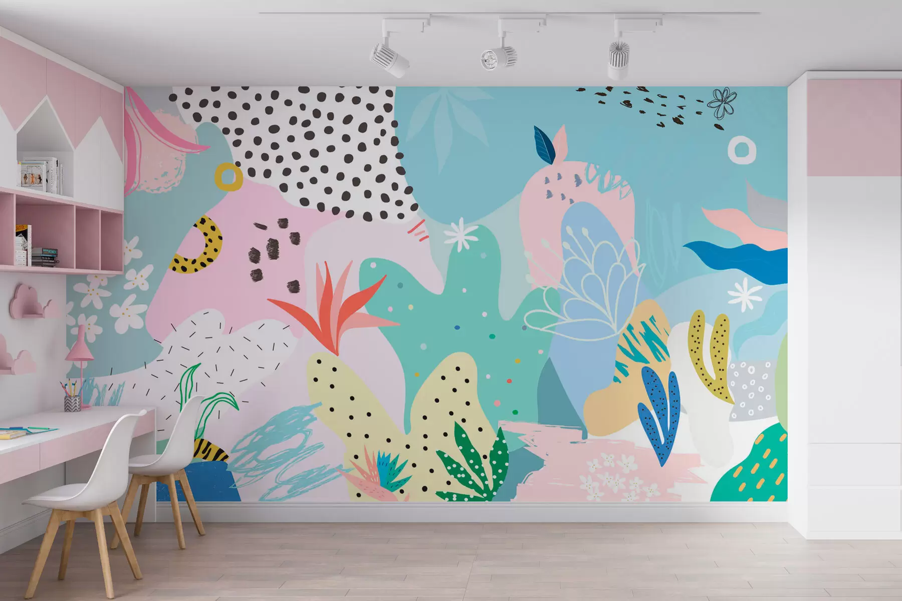 murales de pared Geometría abstracta colorida de la jungla w01467