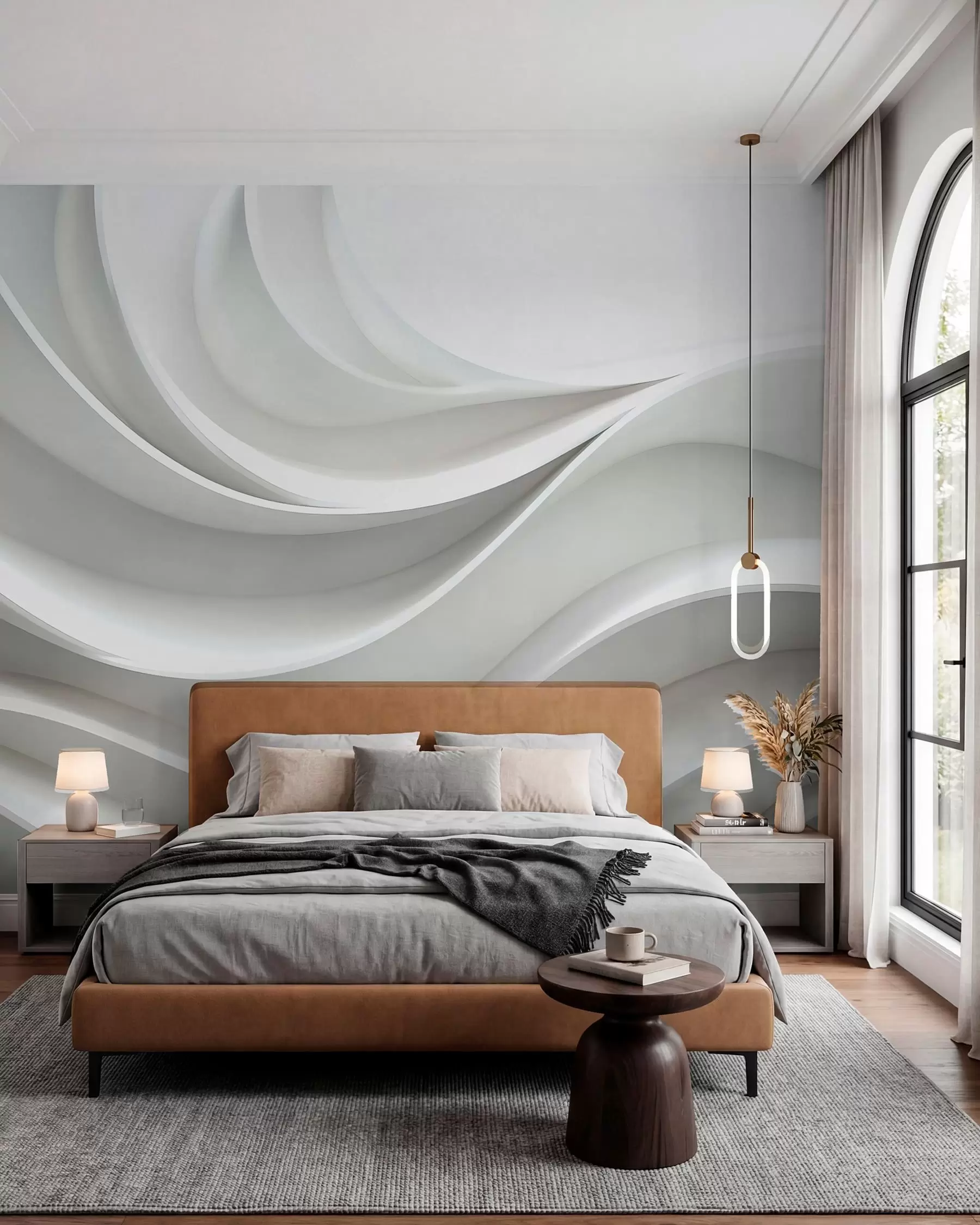 murales de pared Olas blancas esculpidas w01471