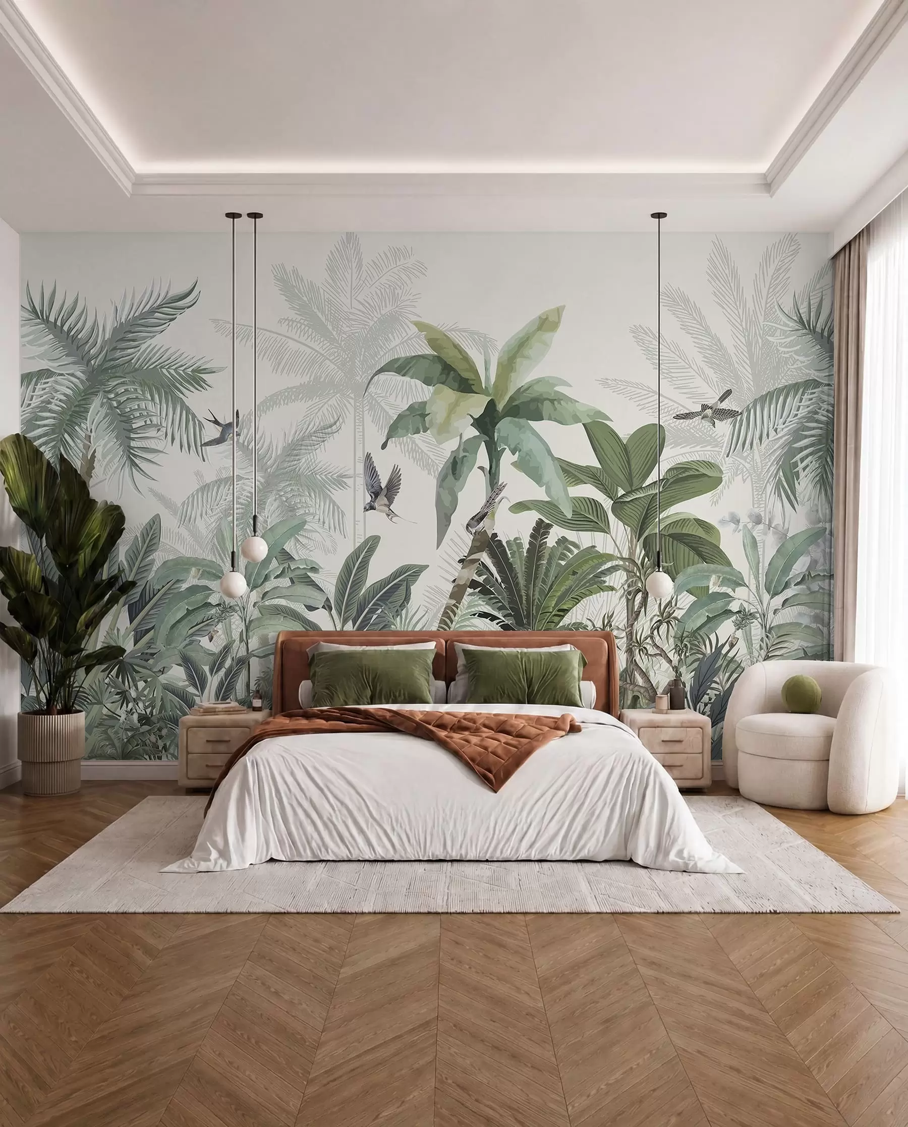 murales de pared Grabados de palmeras claras w08239