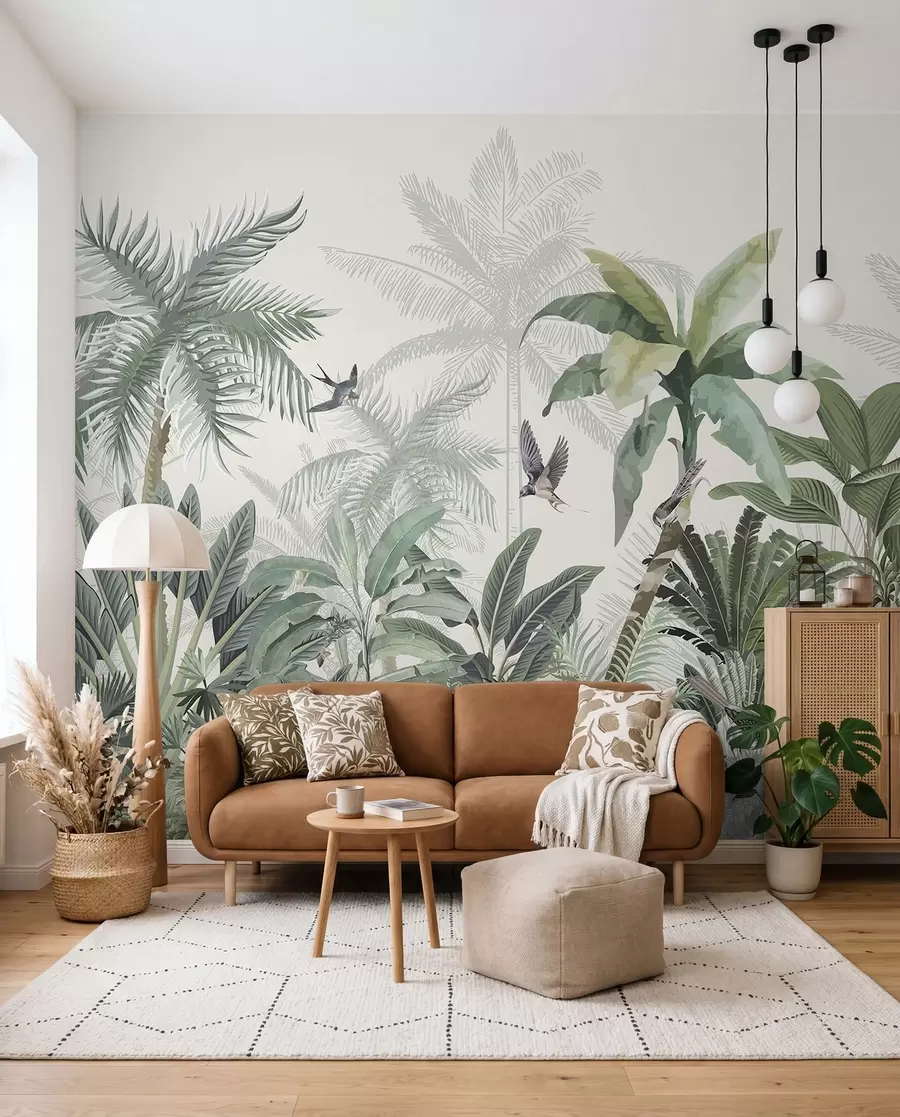 murales de pared Grabados de palmeras claras w08239