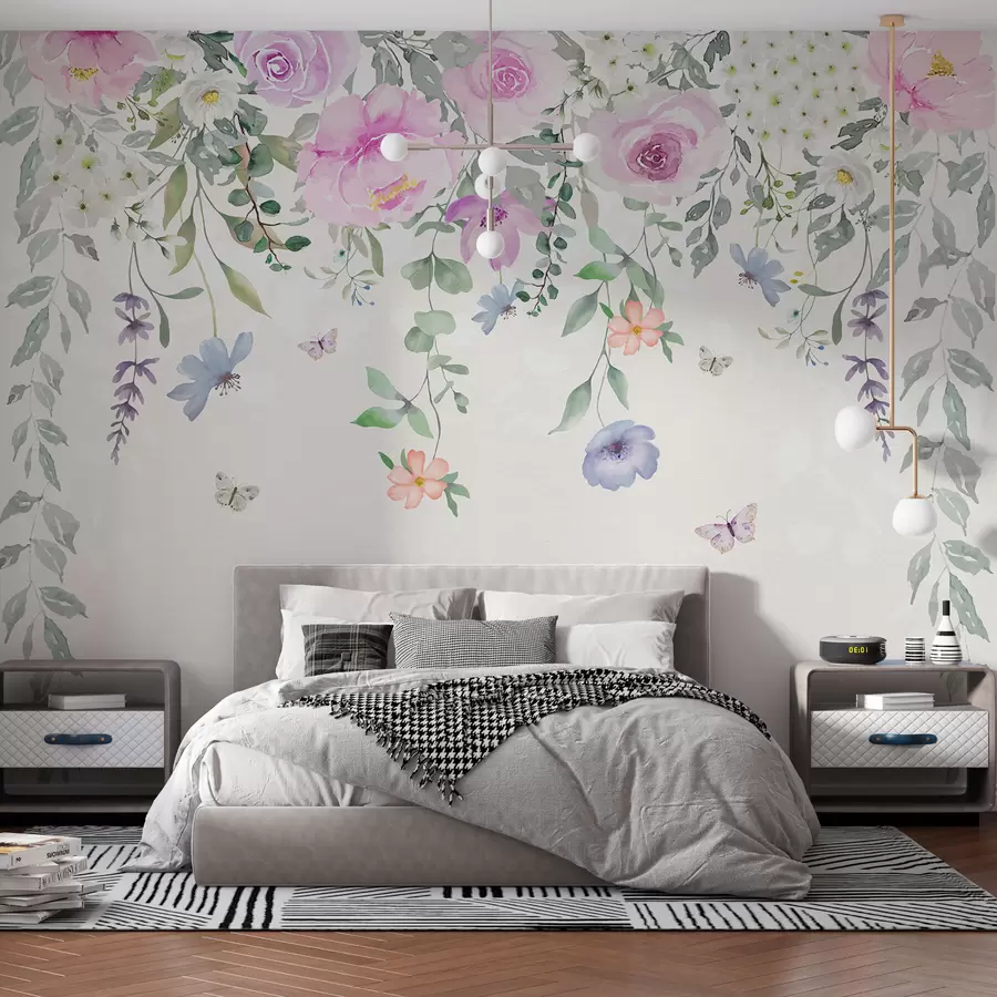 murales de pared Flores y mariposas colgantes w01516