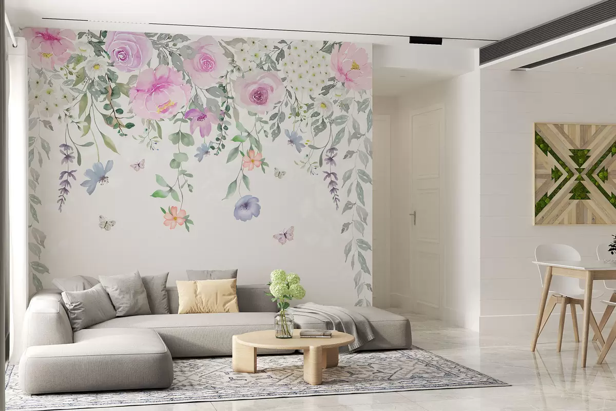 murales de pared Flores y mariposas colgantes w01516