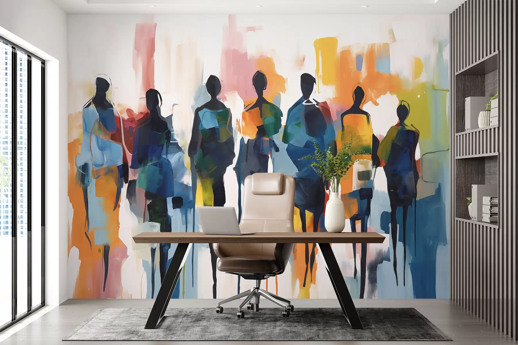 murales de pared Siluetas de personas abstractas w01559