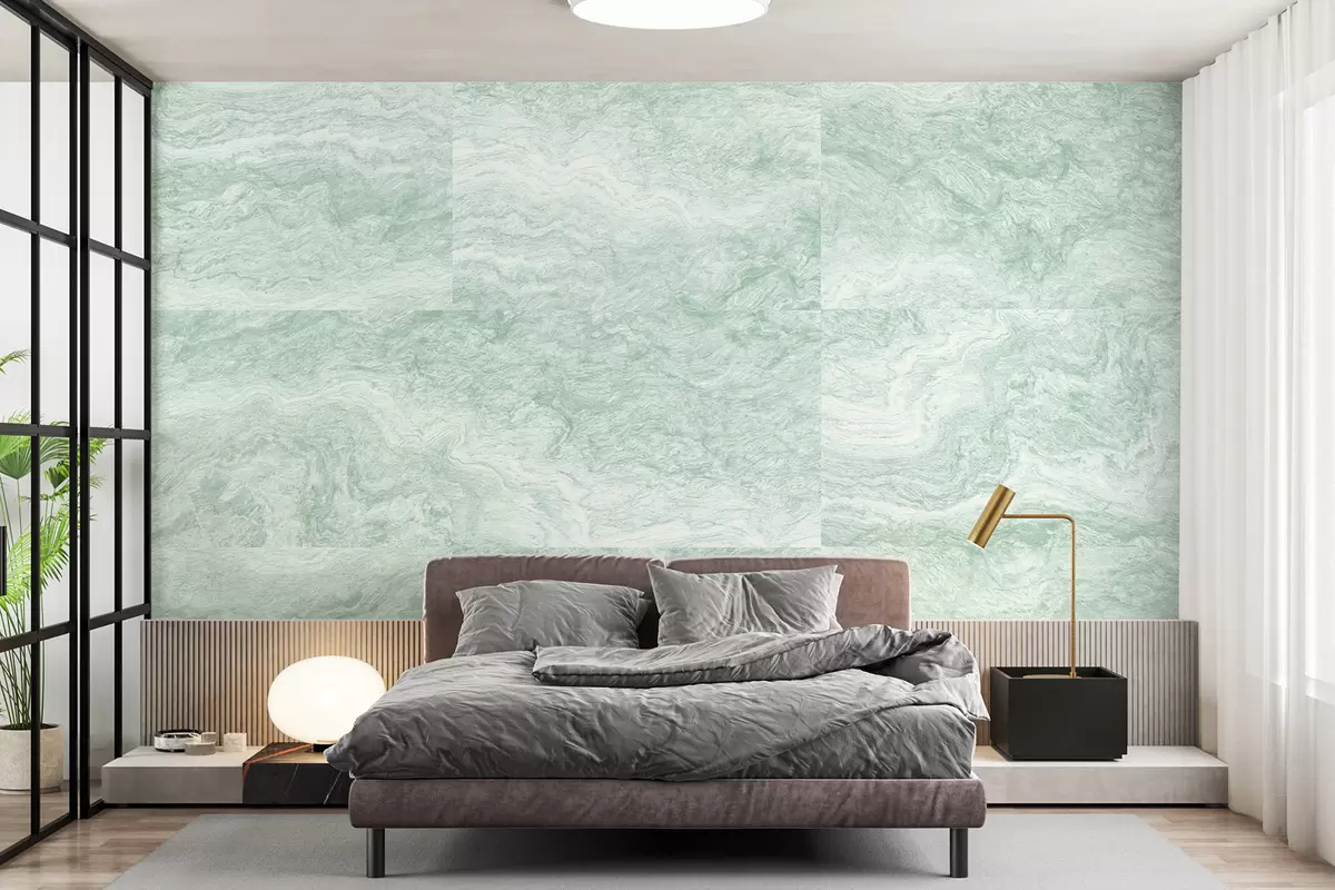 murales de pared Textura de mármol, abstracción, fluido, color verde w01544v2