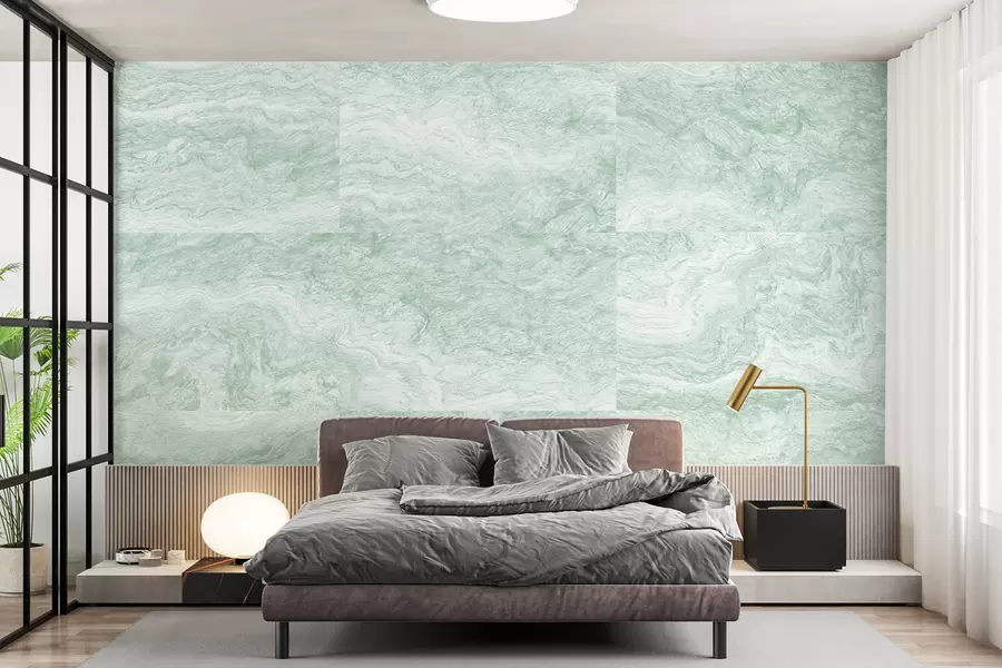 murales de pared Textura de mármol, abstracción, fluido, color verde w01544v2