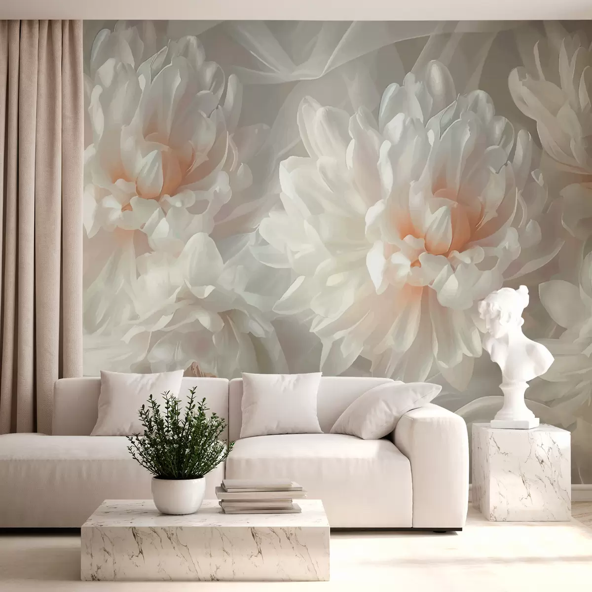 murales de pared peonías blancas w01105