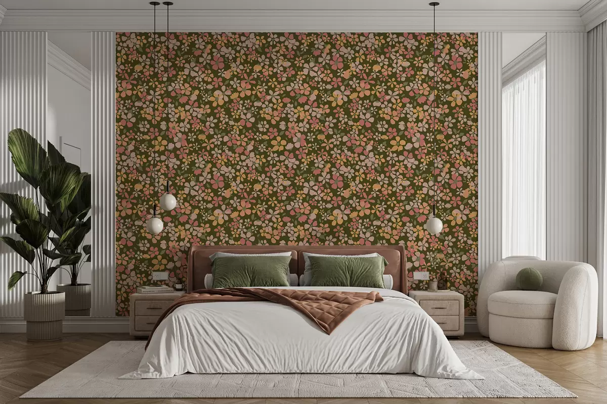 murales de pared Patrón de pequeñas flores de colores w08290v1