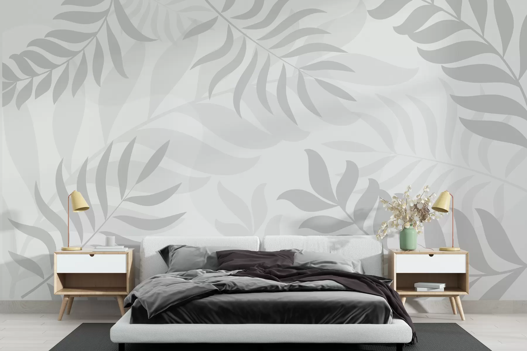 murales de pared Hojas de palmera en estilo boho w01602