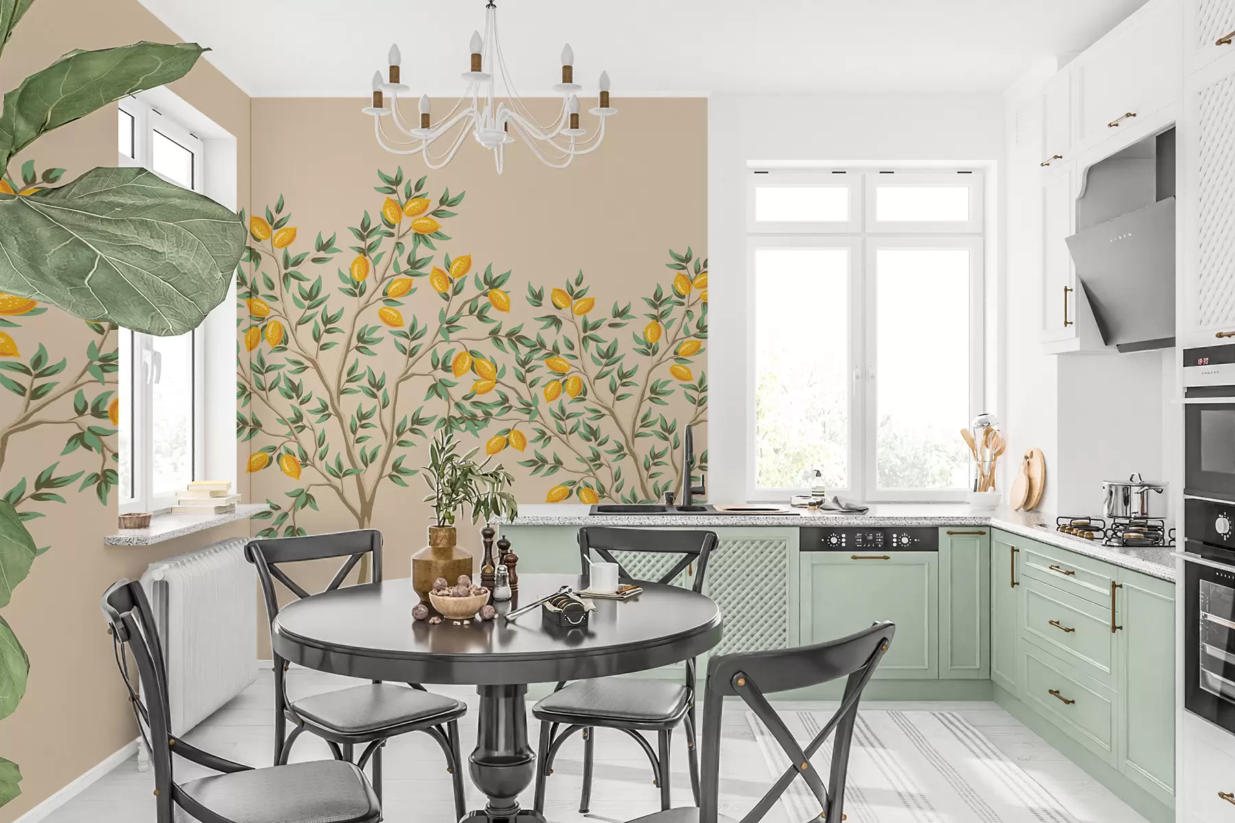 murales de pared Limonero, fondo beige w01661v1