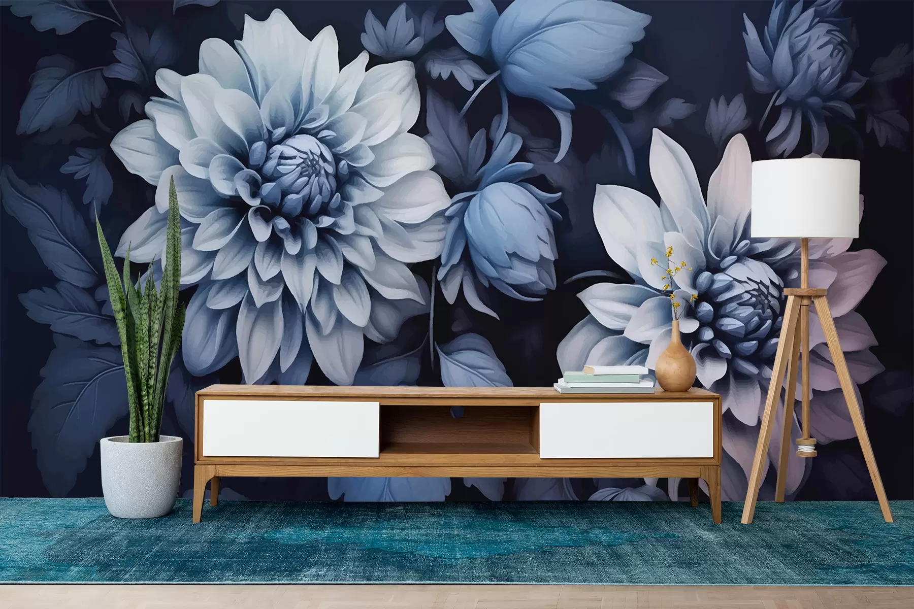 murales de pared Flores azules w01128