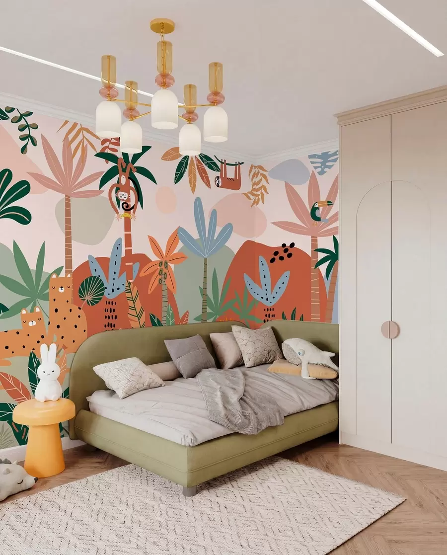 murales de pared Divertidos animales del zoo de la selva tropical w01720