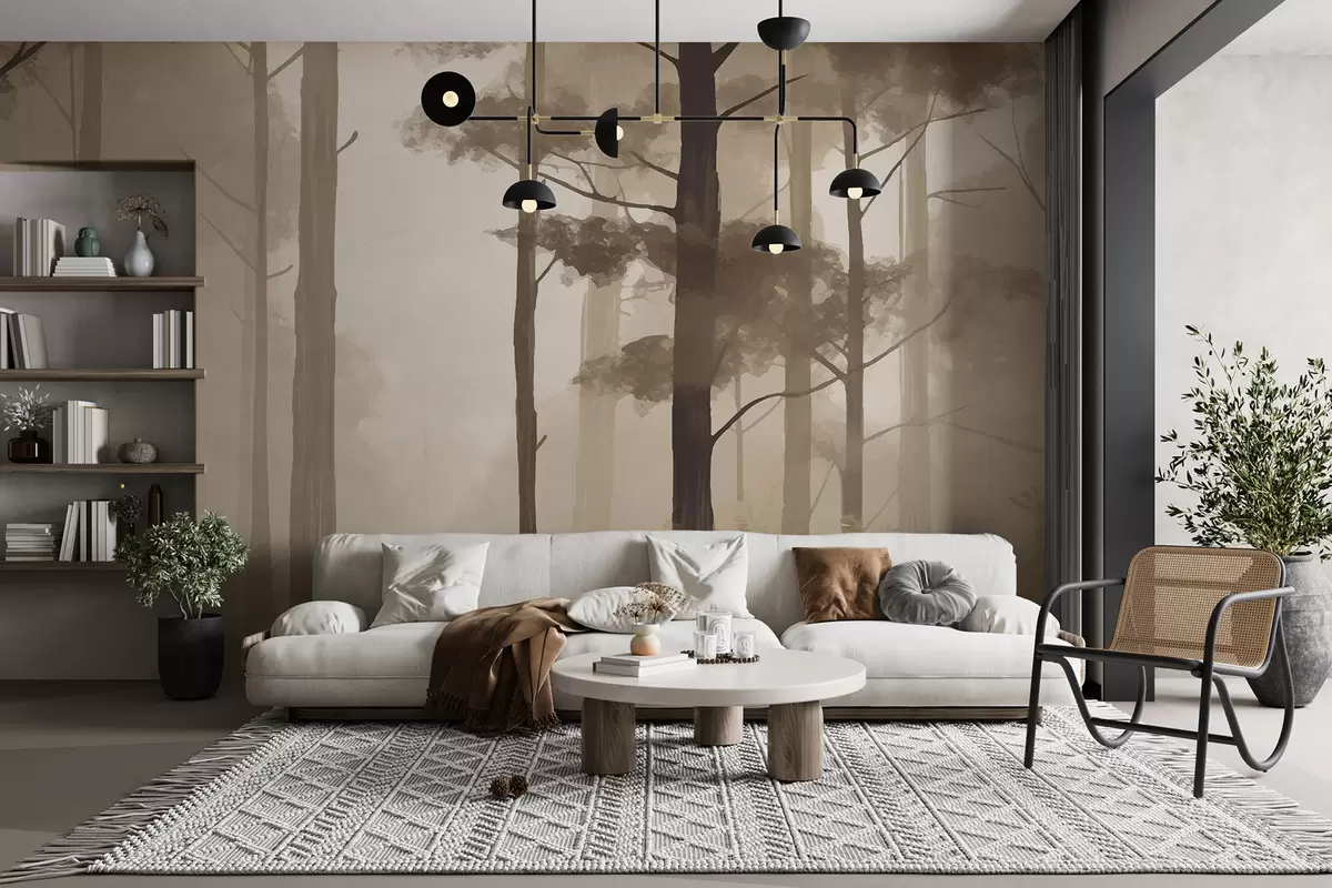 murales de pared Árboles,colores pastel,ternura,niebla w01754