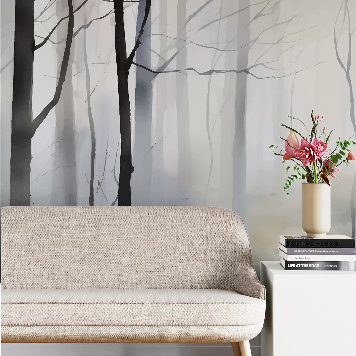 murales de pared Árboles,colores pastel,ternura,niebla w01758