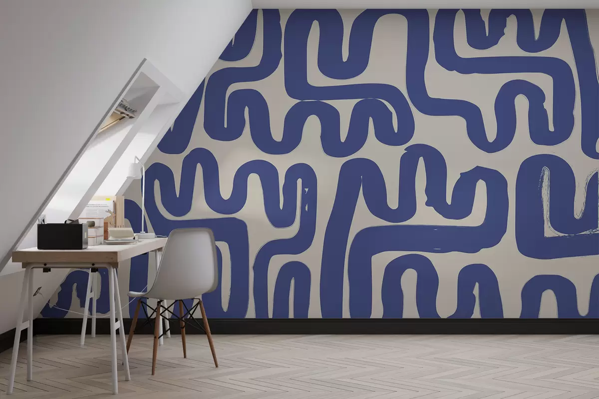 murales de pared Líneas de bobinado azules w01686