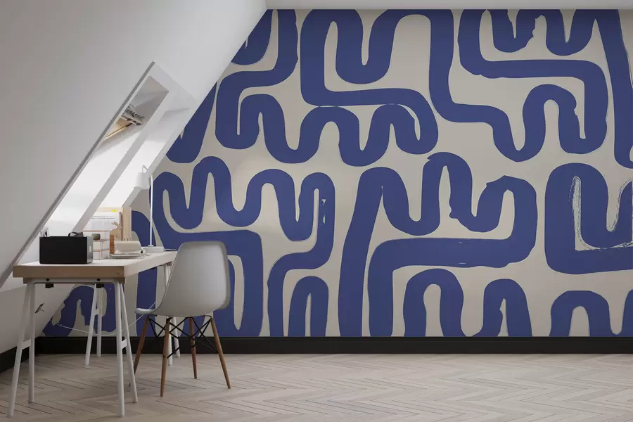 murales de pared Líneas de bobinado azules w01686