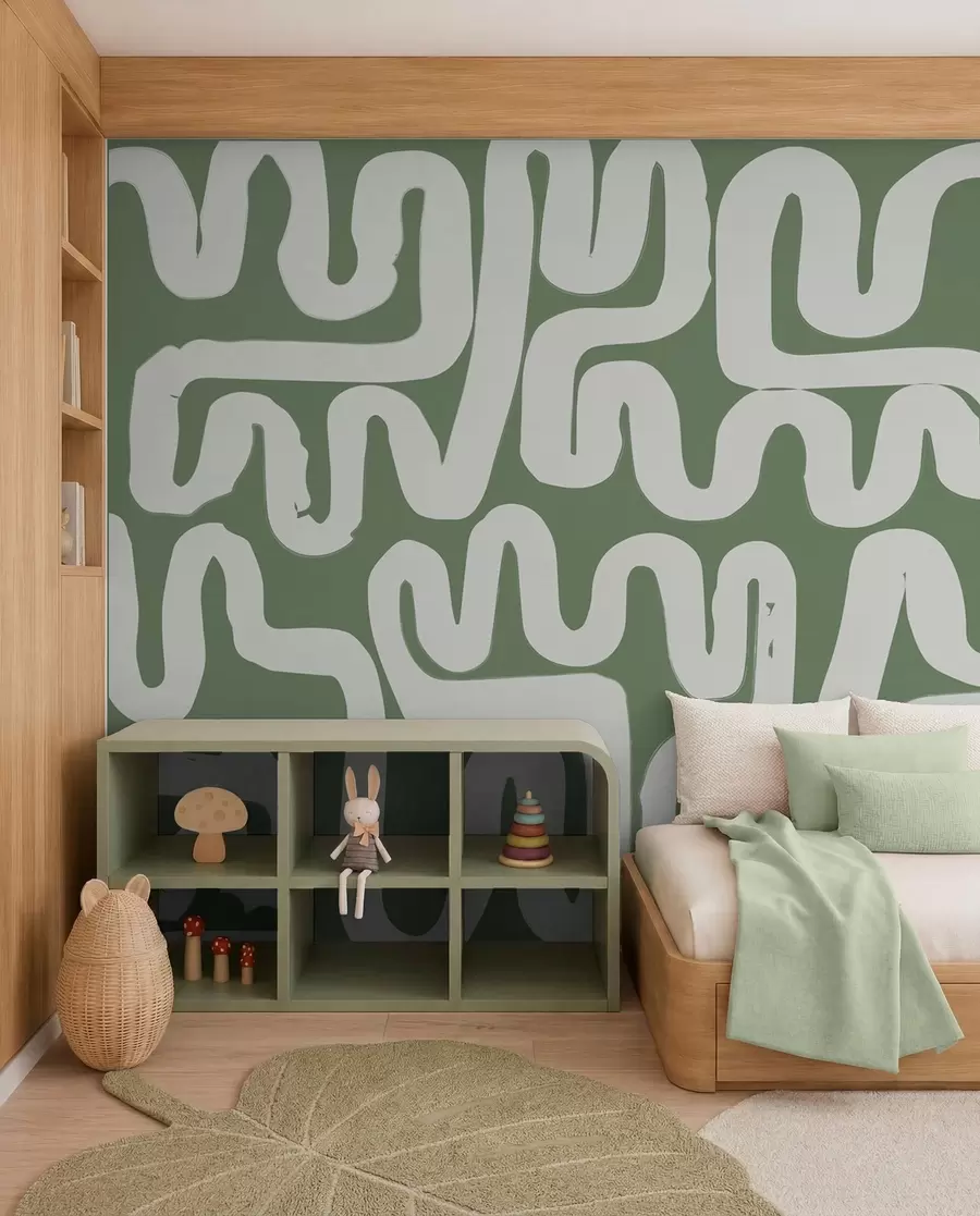 murales de pared Líneas verdes de bobinado w01686v3