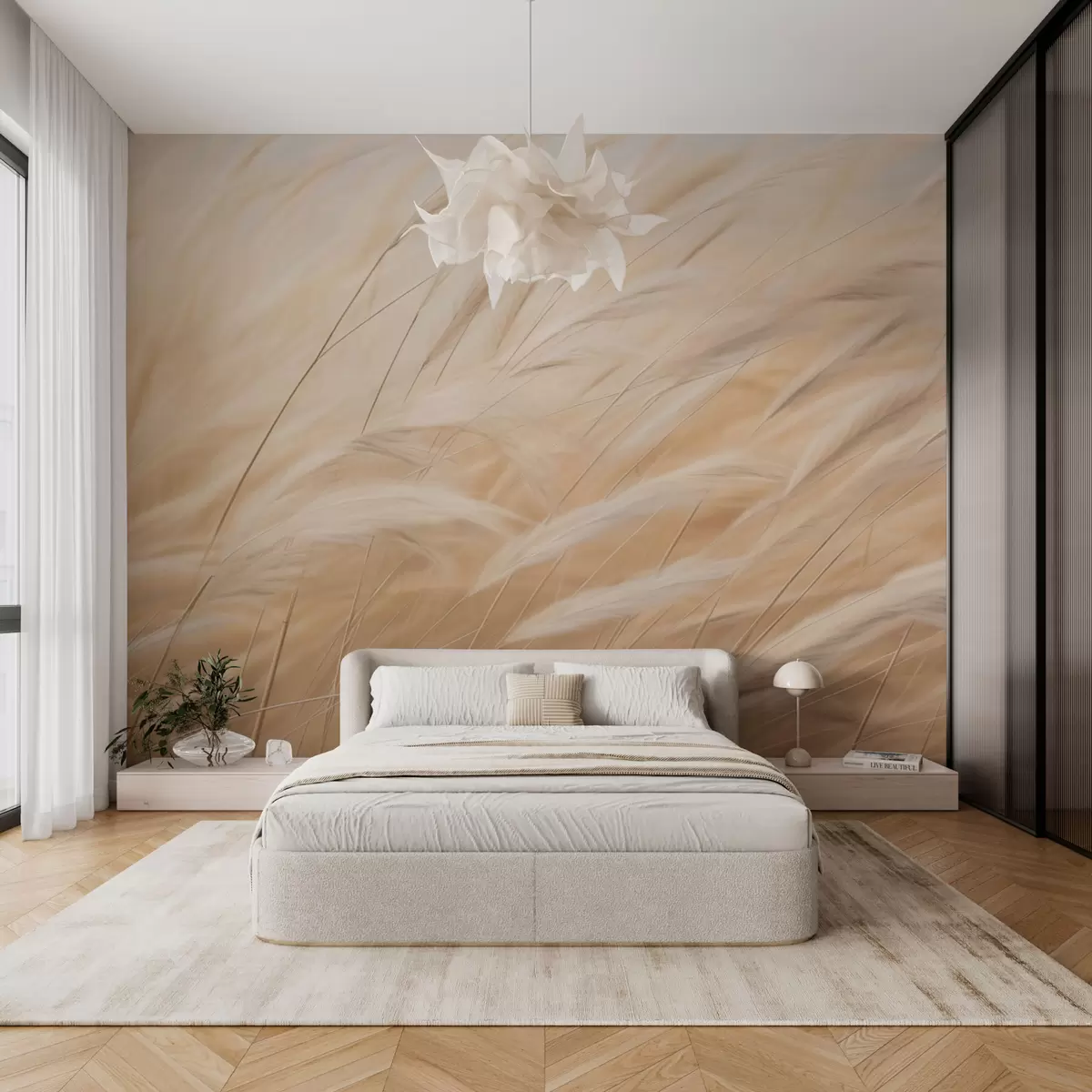 murales de pared Espiguillas amarillas de gramíneas w01719