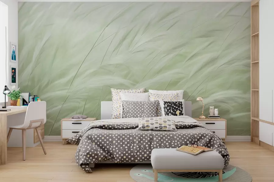 murales de pared Espigas verdes de gramíneas w01719v2