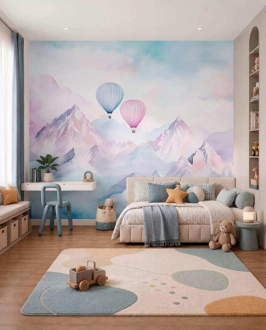 murales de pared Globos sobre cumbres azules w01786v1