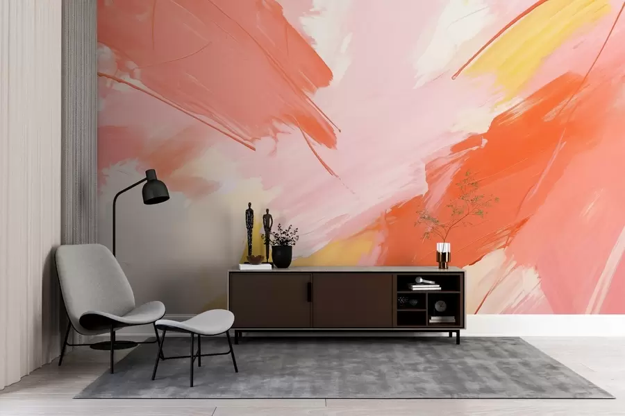 murales de pared Trazos de color, rojo, naranja w08357