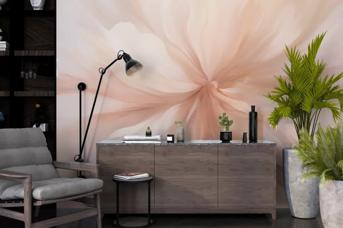 murales de pared Delicadas pinceladas de sombra beige, imitación de una flor w08359