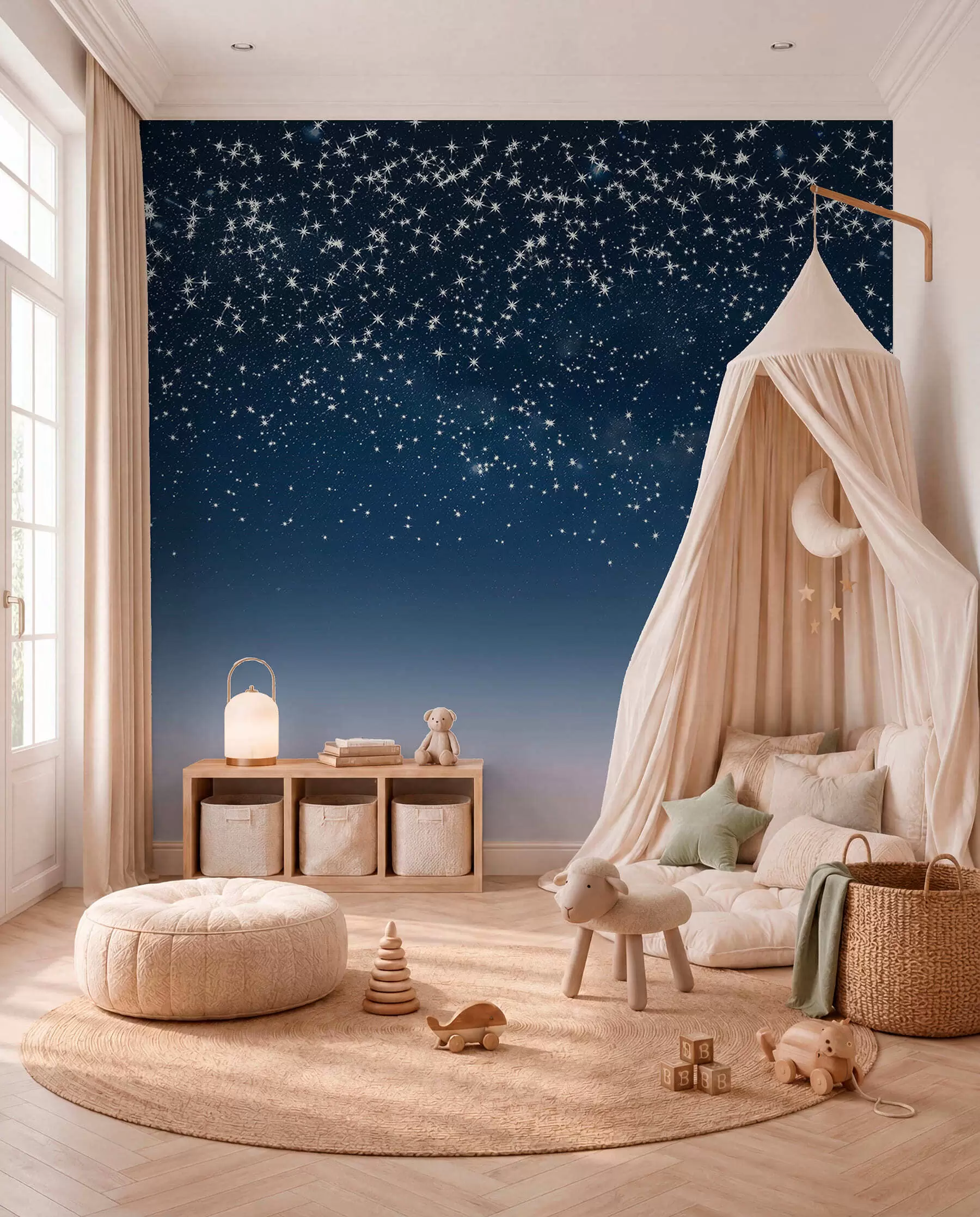 murales de pared Lluvia de estrellas en azul w01797