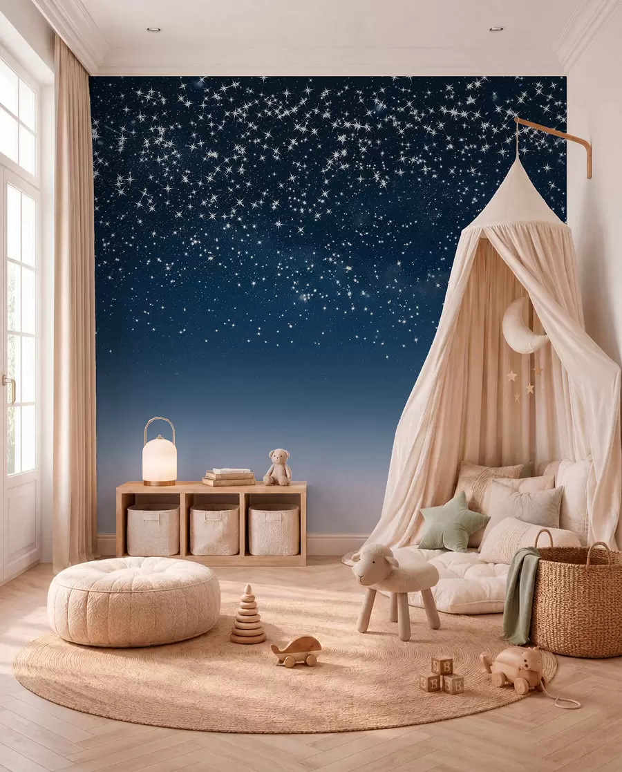 murales de pared Lluvia de estrellas en azul w01797