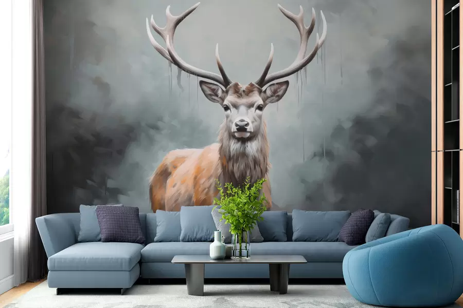 murales de pared Elegante ciervo en la niebla w01796
