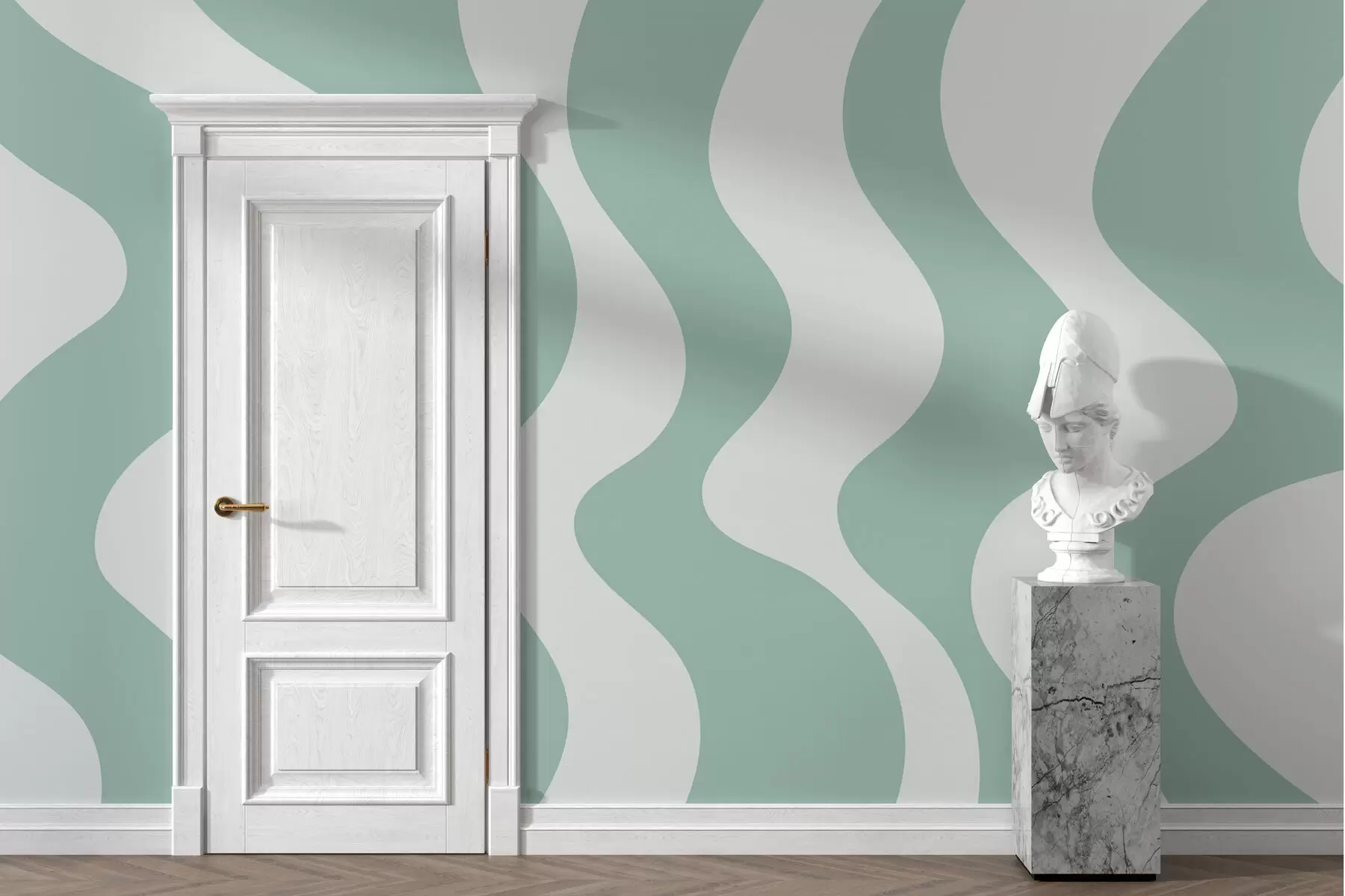 murales de pared Líneas verdes sinuosas w01833