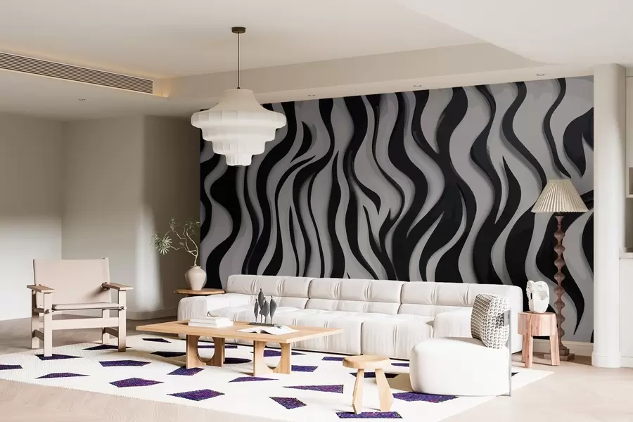 murales de pared Ondas negras w01838