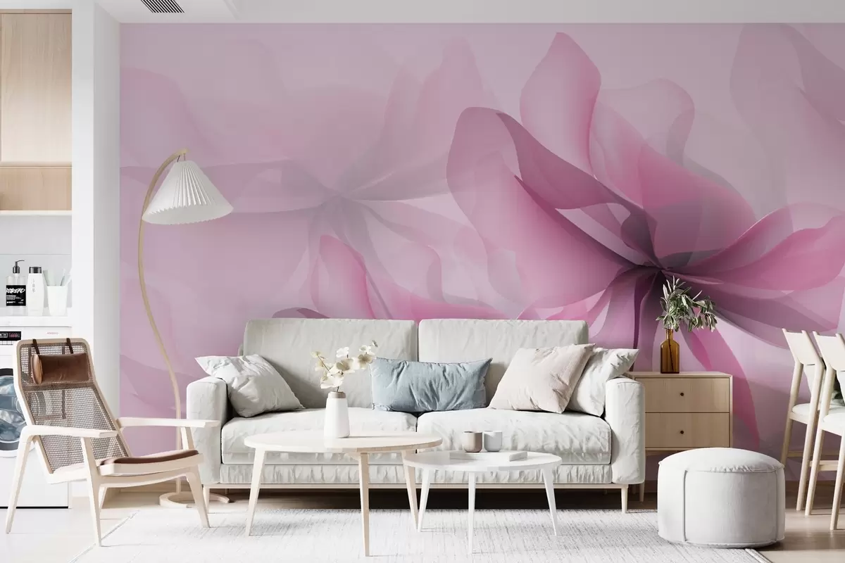 murales de pared Grandes flores translúcidas de color rosa w01926