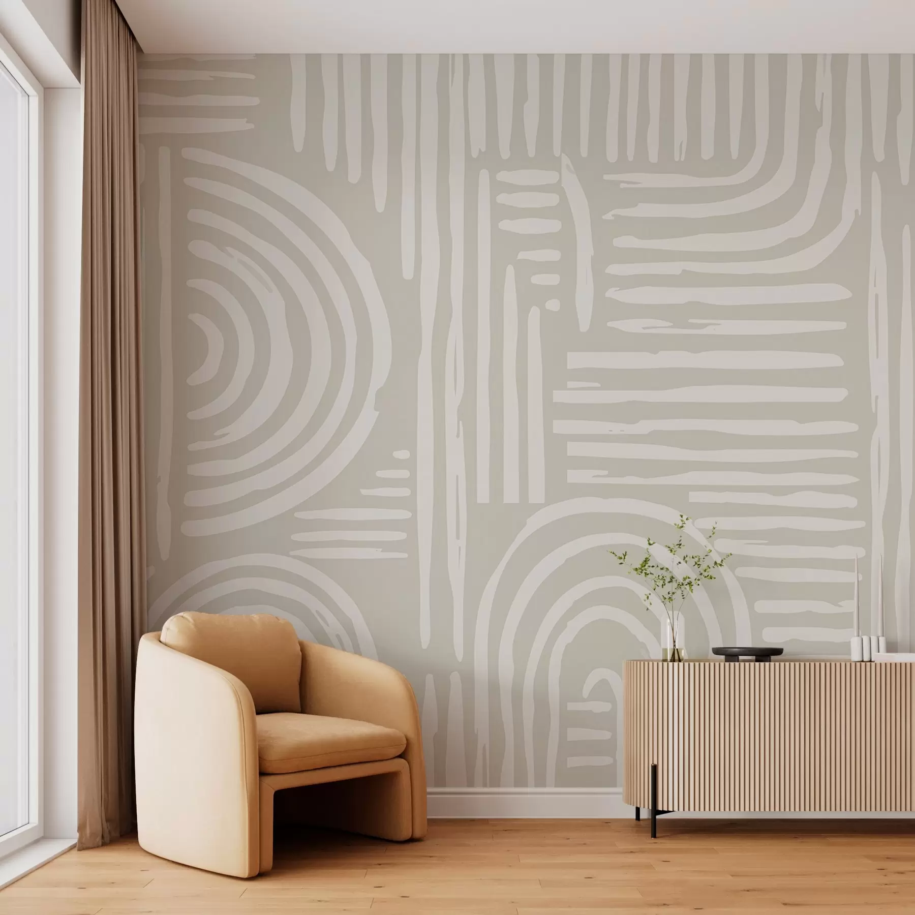 murales de pared Diseño boho en colores suaves w01919