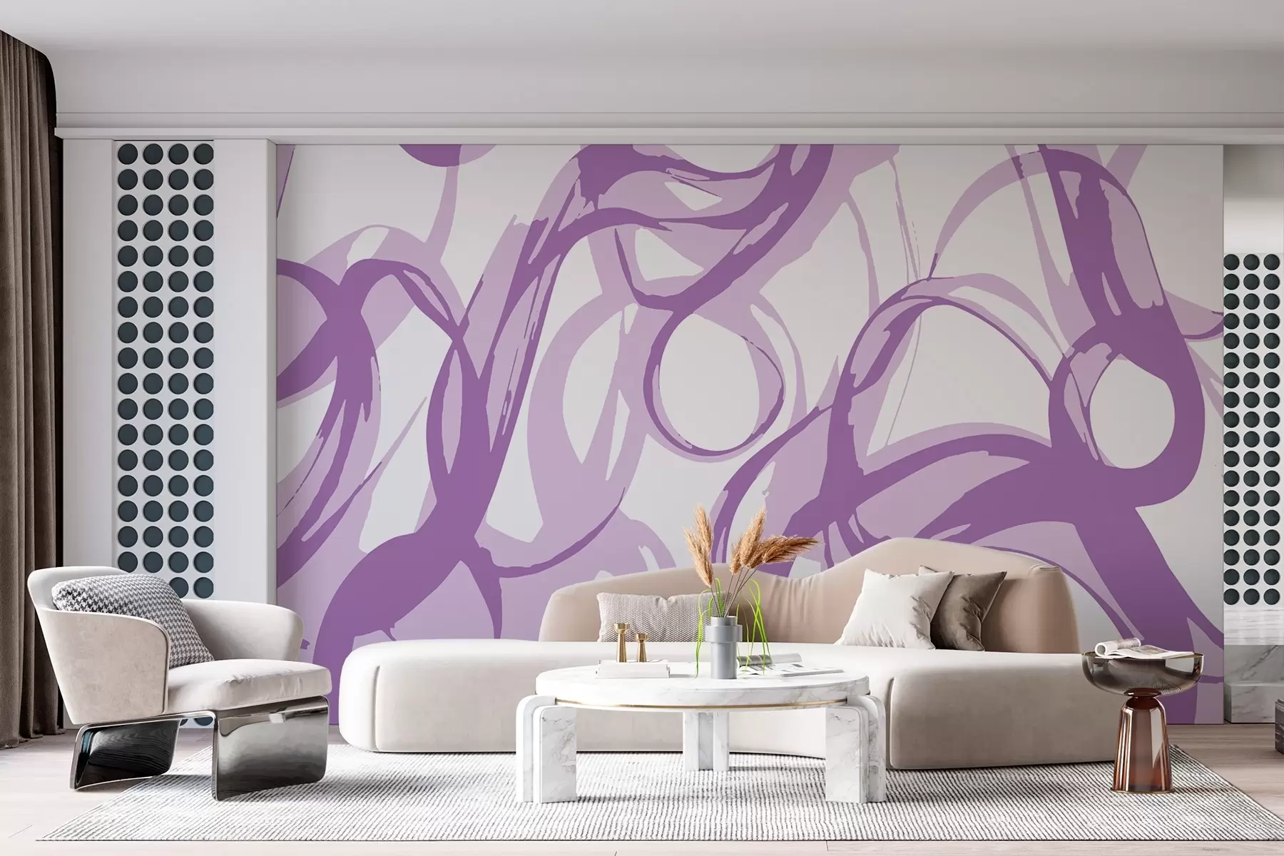 murales de pared Motivo abstracto de líneas fluidas w01969