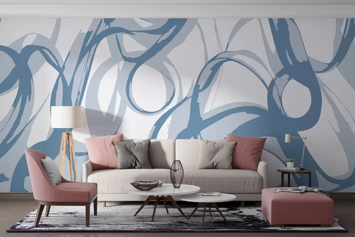 murales de pared Motivo abstracto de líneas fluidas w01969v2