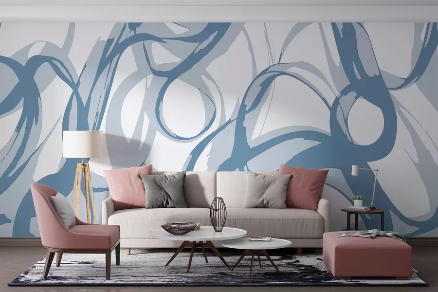 murales de pared Motivo abstracto de líneas fluidas w01969v2