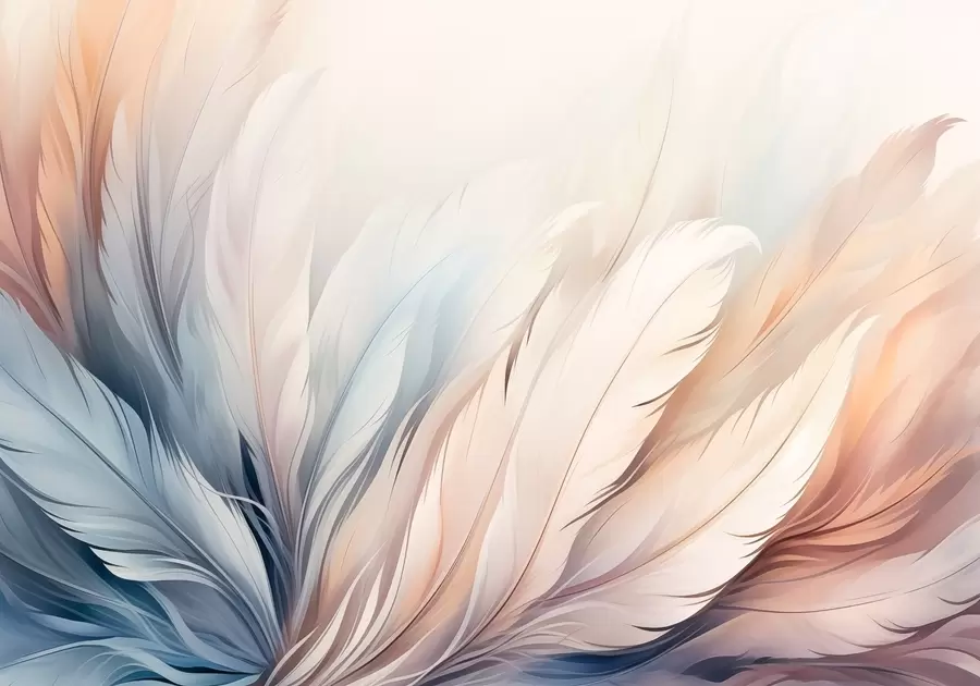 murales de pared Delicadas plumas en colores pastel w01973