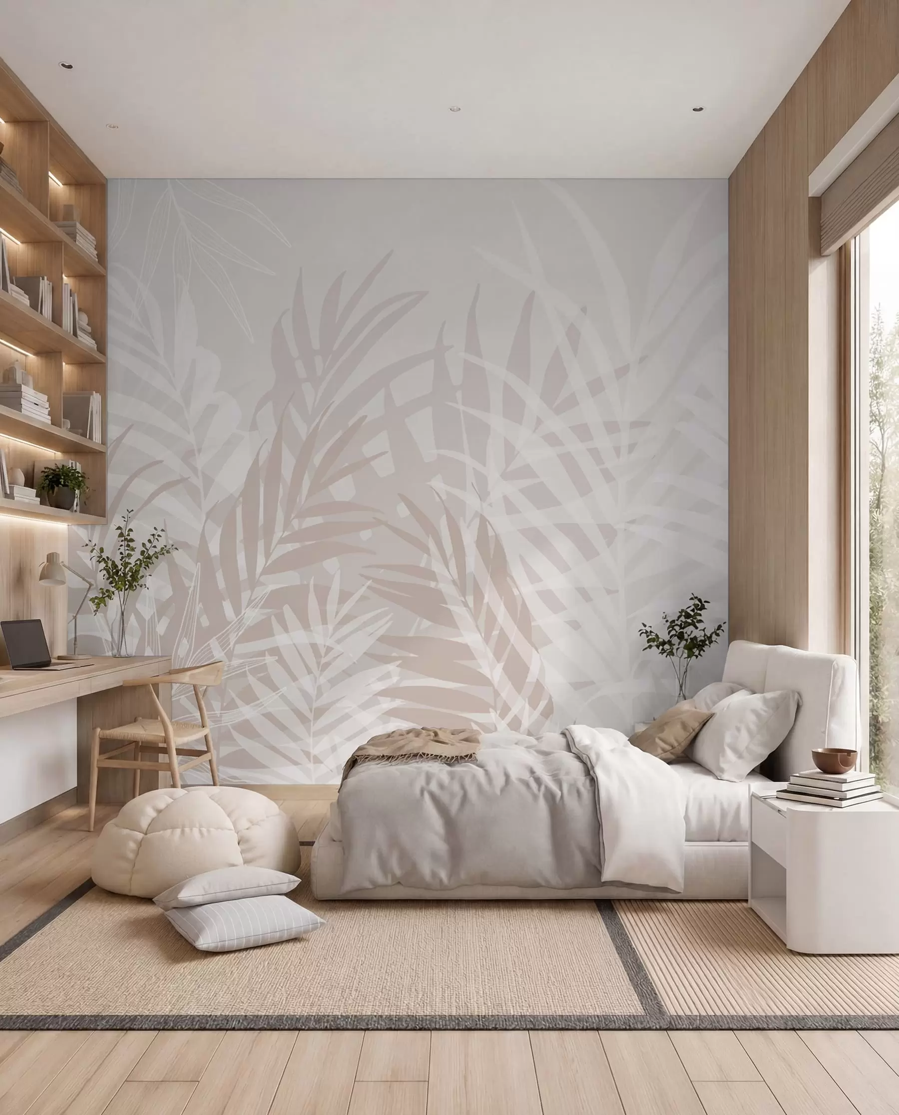 murales de pared Sombras de palmas en crema w02026v2