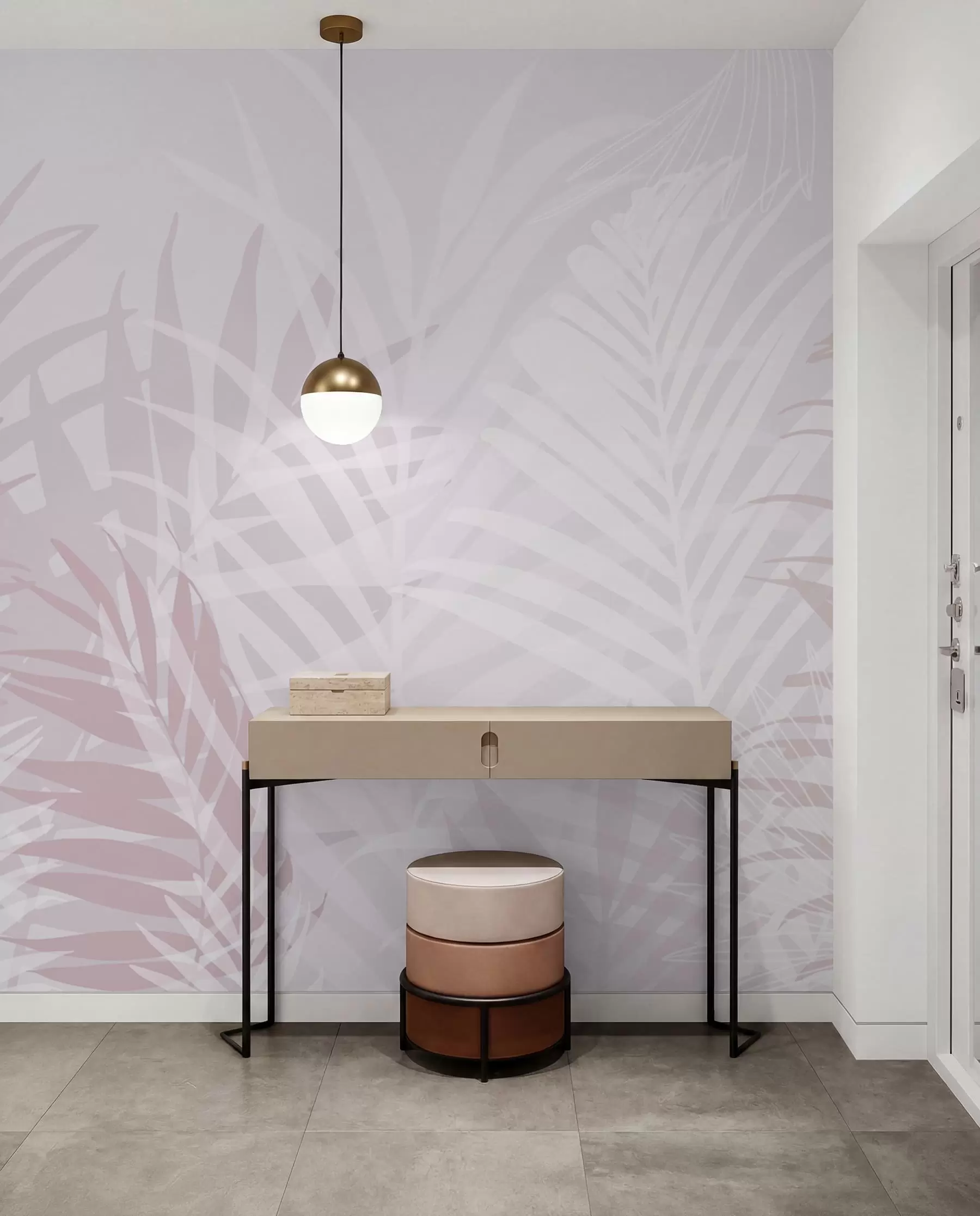 murales de pared Sombras de palmas en rosa w02026v4