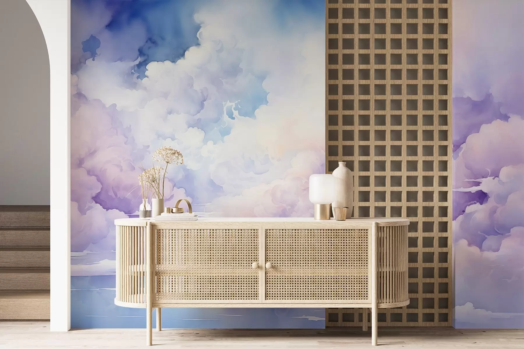 murales de pared Cielo con nubes acuarela w02043